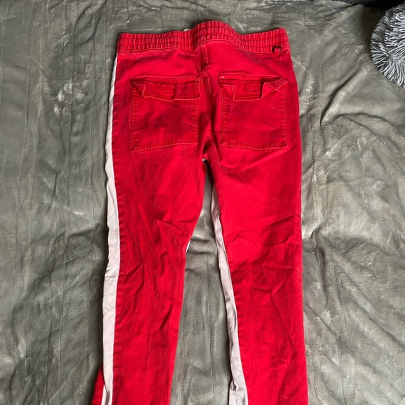 Red Skinny Joggers W Zippers - Picture 2 of 2